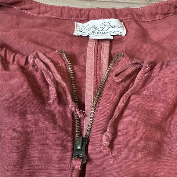 Lucky Brand lightweight Jacket Women’s M Terracotta Linen Blend Full Zip Boho - Picture 6 of 10